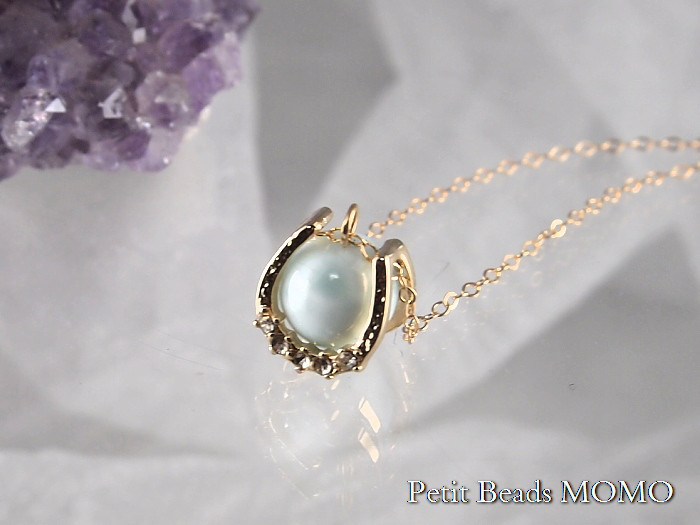 願いが叶う？『愛と平和』を象徴する～ラリマー（AAA）＆ホースシュー(馬蹄)14KGFチェーンネックレス