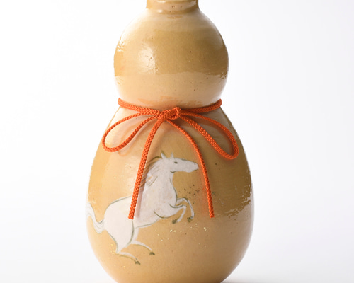 2026年干支〚瓢箪から駒〛置物 楽入窯製 新作 手描き 午 馬 正月