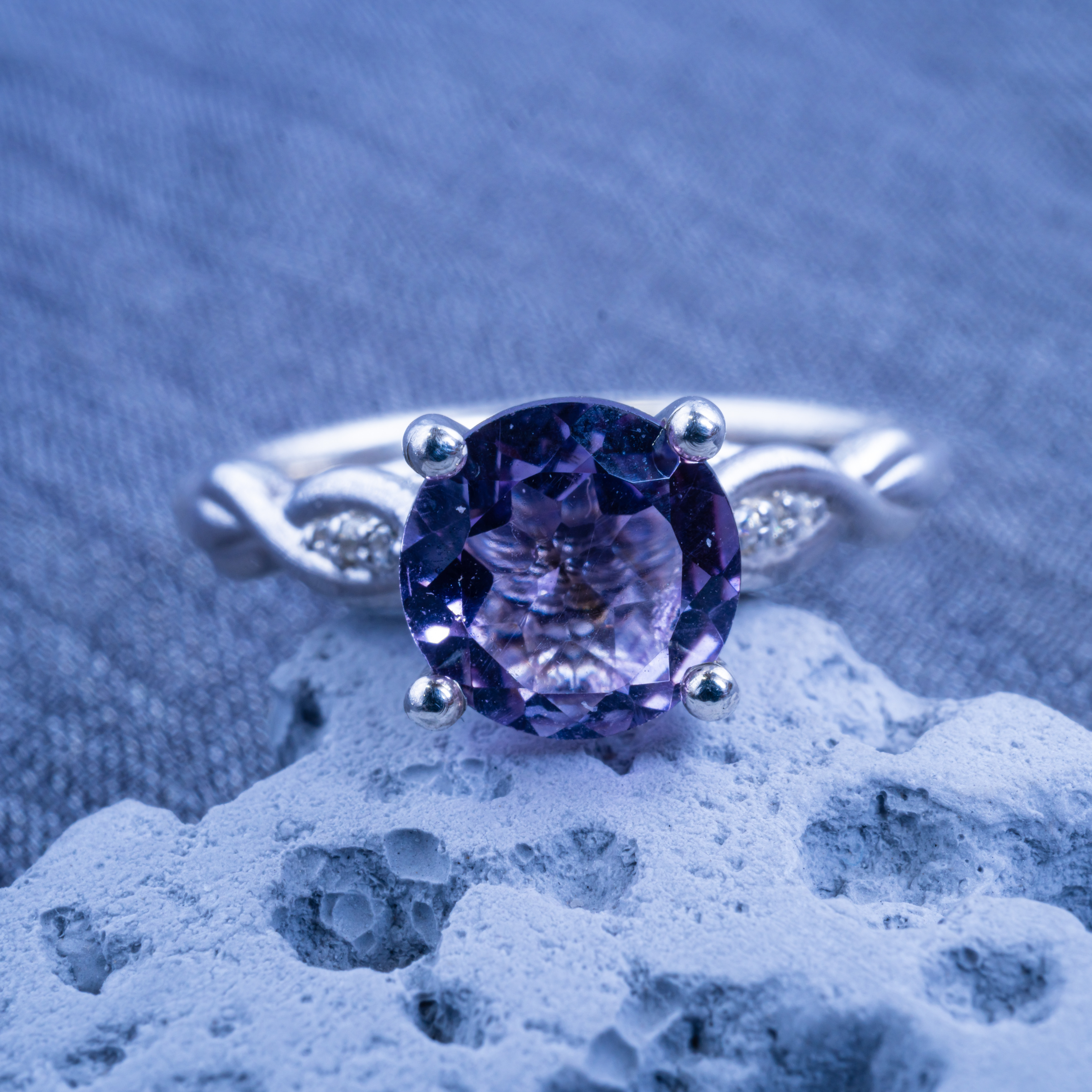 【匿名配送】アメジスト　ジルコニア　流線形　SV925リング　選べるカラー　送料無料【受注生産】S-081