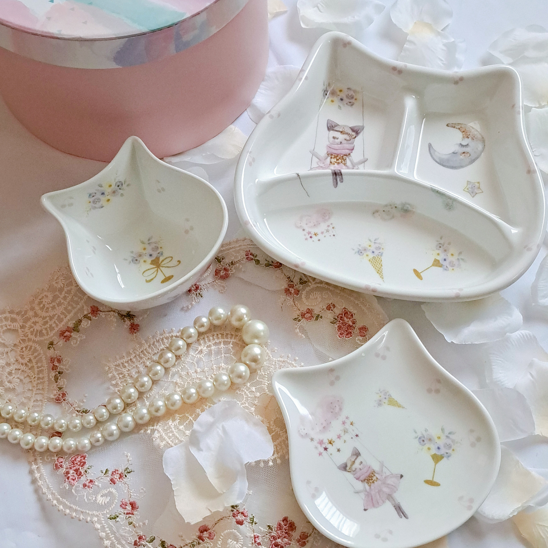 キッズプレート　ねこ　セット　贈り物　出産祝い　女の子　ベビー　ガール お祝い食器　誕生日