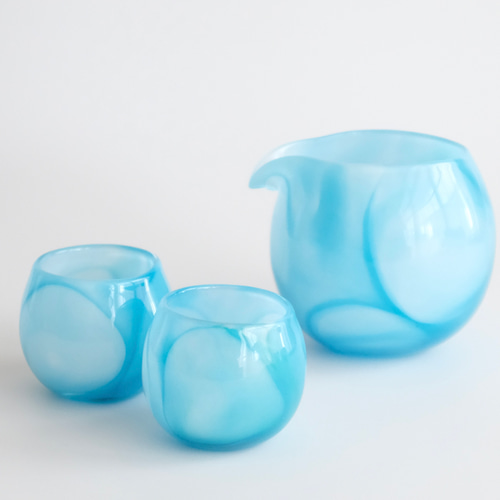 ガラスの酒器3展セット（片口1点・ぐい呑み2点） おちょこ・ぐい呑み