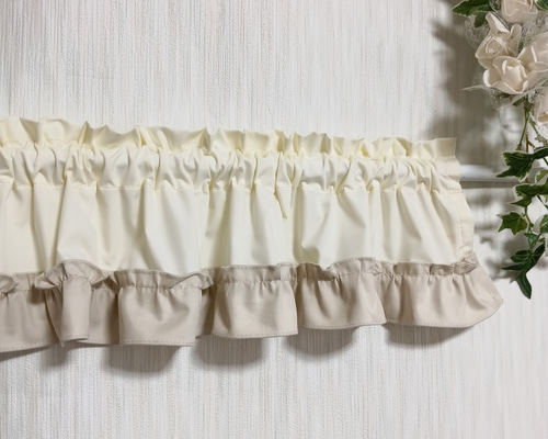 カフェカーテン♡生成り×グレージュ♡バランス♡丈の短い♡綿