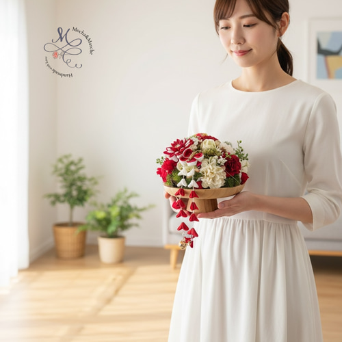 桃の節句 ひな祭り ちりめん細工アレンジメント｜和モダン｜光触媒