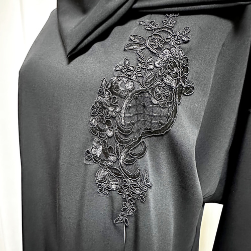 振袖 着物リメイク ドレス 和柄 ワンピース 黒×花籠や牡丹や菊