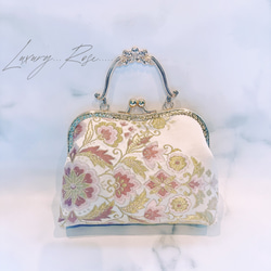 1月の数量限定じゅらく謹製『帝王紫』絹の上質な煌めき極上の京の高級西陣帯　パーティーバッグ　フォーマルバッグ　帯バッグ　 8枚目の画像