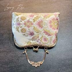 1月の新作♡悠々しい鳳凰ピンクゴールド口金の格の高い濃密刺繍の最