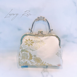 1月の数量限定じゅらく謹製『帝王紫』絹の上質な煌めき極上の京の高級西陣帯　パーティーバッグ　フォーマルバッグ　帯バッグ　 9枚目の画像