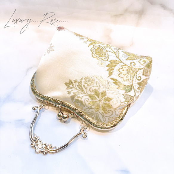 1月の数量限定じゅらく謹製『帝王紫』絹の上質な煌めき極上の京の高級西陣帯　パーティーバッグ　フォーマルバッグ　帯バッグ　 7枚目の画像