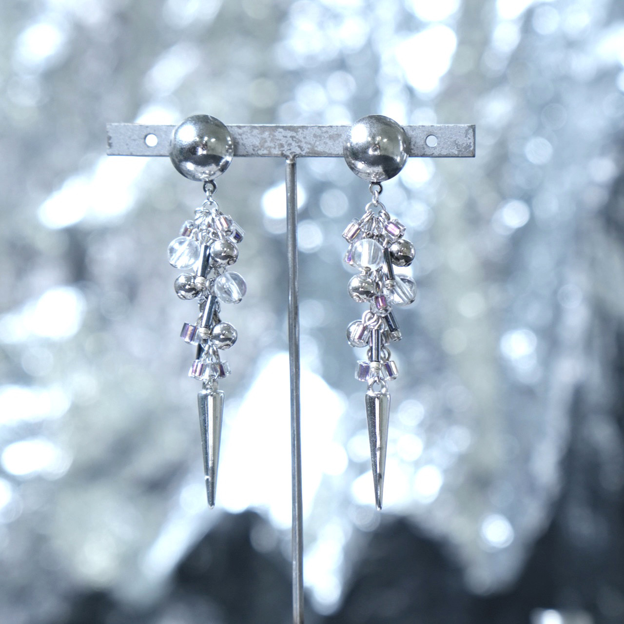 Thorne 〈 Clear Purple 〉棘モチーフ 揺れるピアス / シルバーアクセサリー / モード / クール