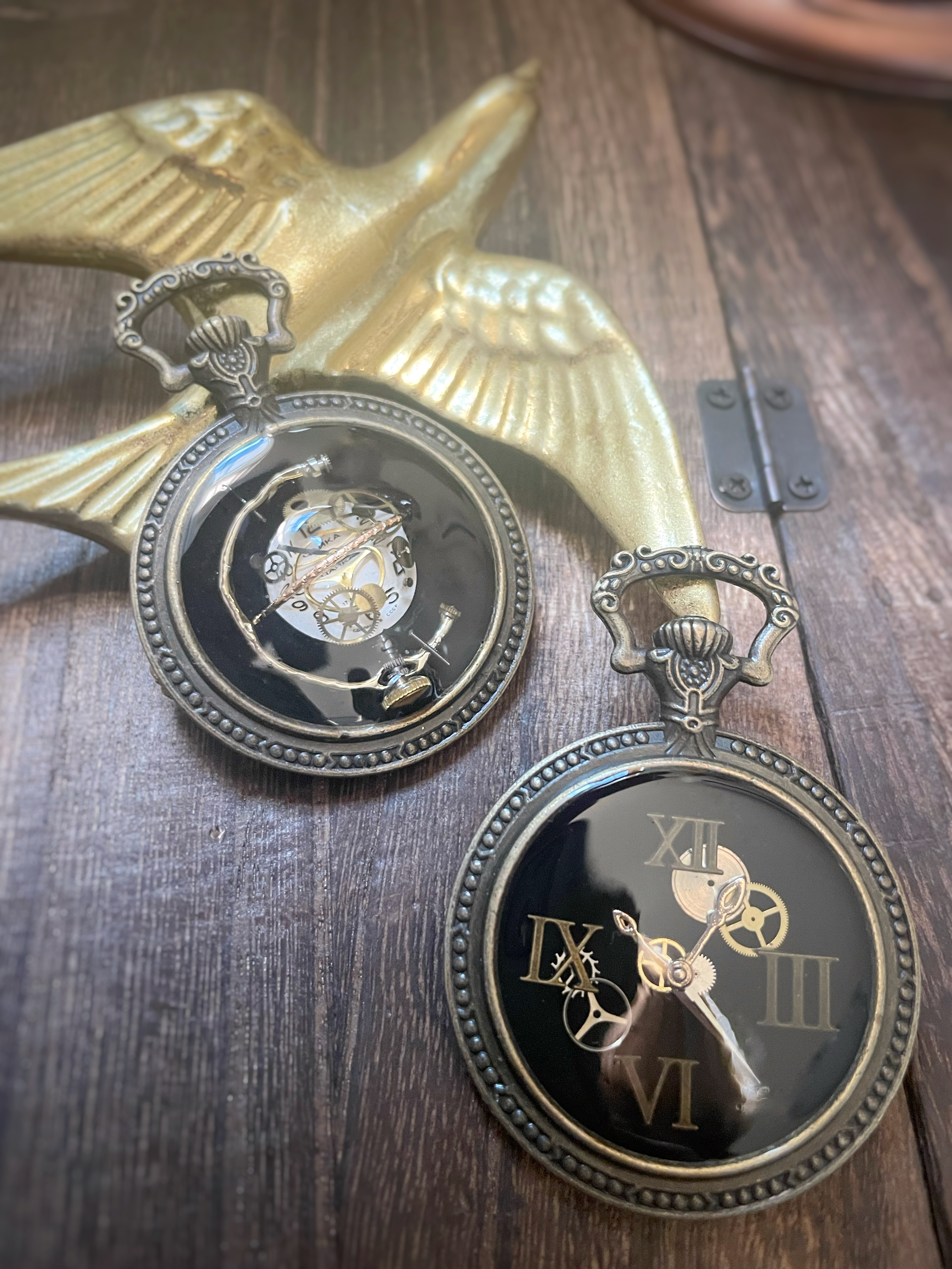 スチームパンク　迷いの時計　バッグチャーム