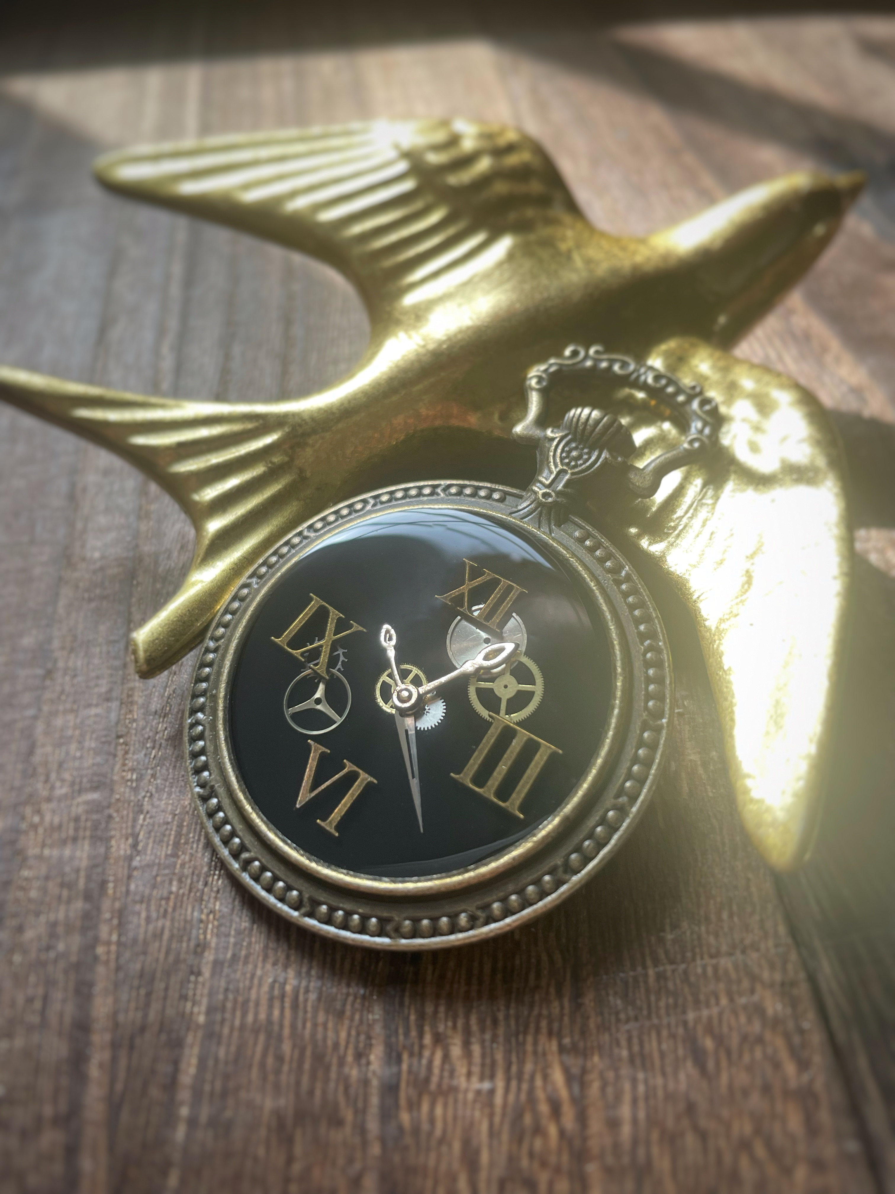 スチームパンク　迷いの時計　バッグチャーム