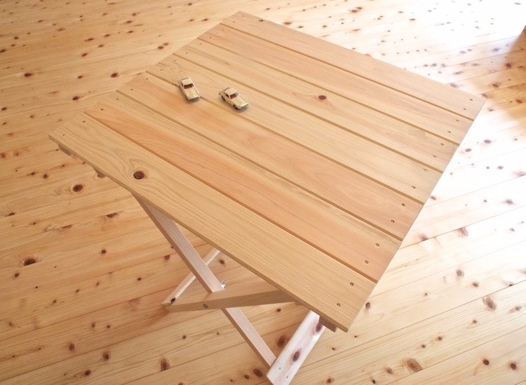 【3脚セット／送料お得】ひのきの折りたたみテーブル