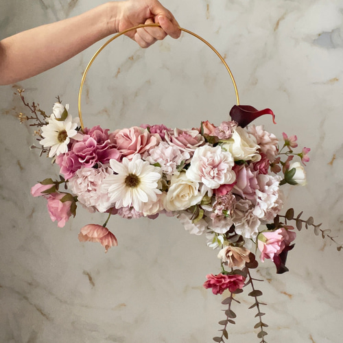 フープブーケ リングブーケ くすみブーケ 高級造花 アーティフィシャル