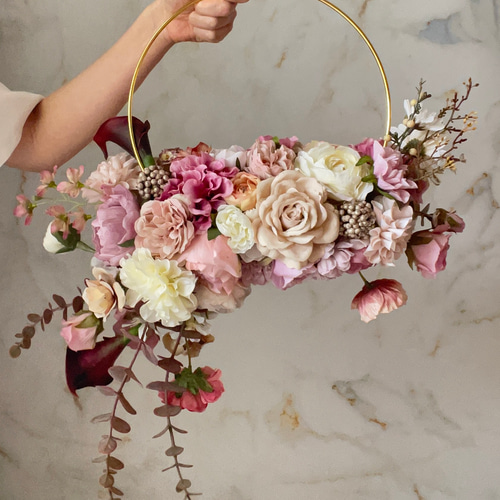 フープブーケ リングブーケ くすみブーケ 高級造花 アーティフィシャル