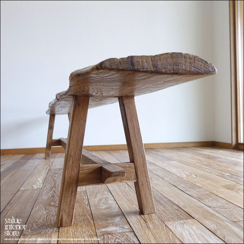 オールドチーク無垢材 プリミティブベンチAnk/207cm 長椅子 古材家具