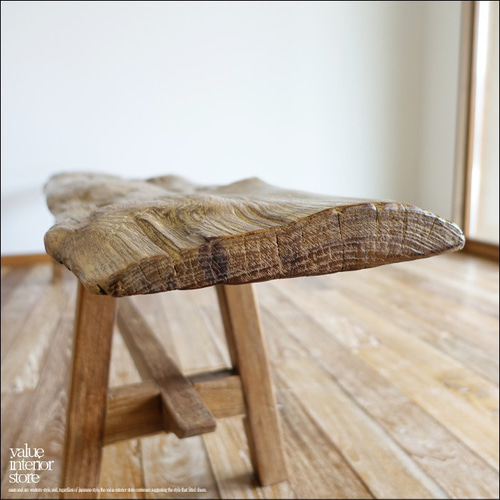 オールドチーク無垢材 プリミティブベンチAnk/207cm 長椅子 古材家具