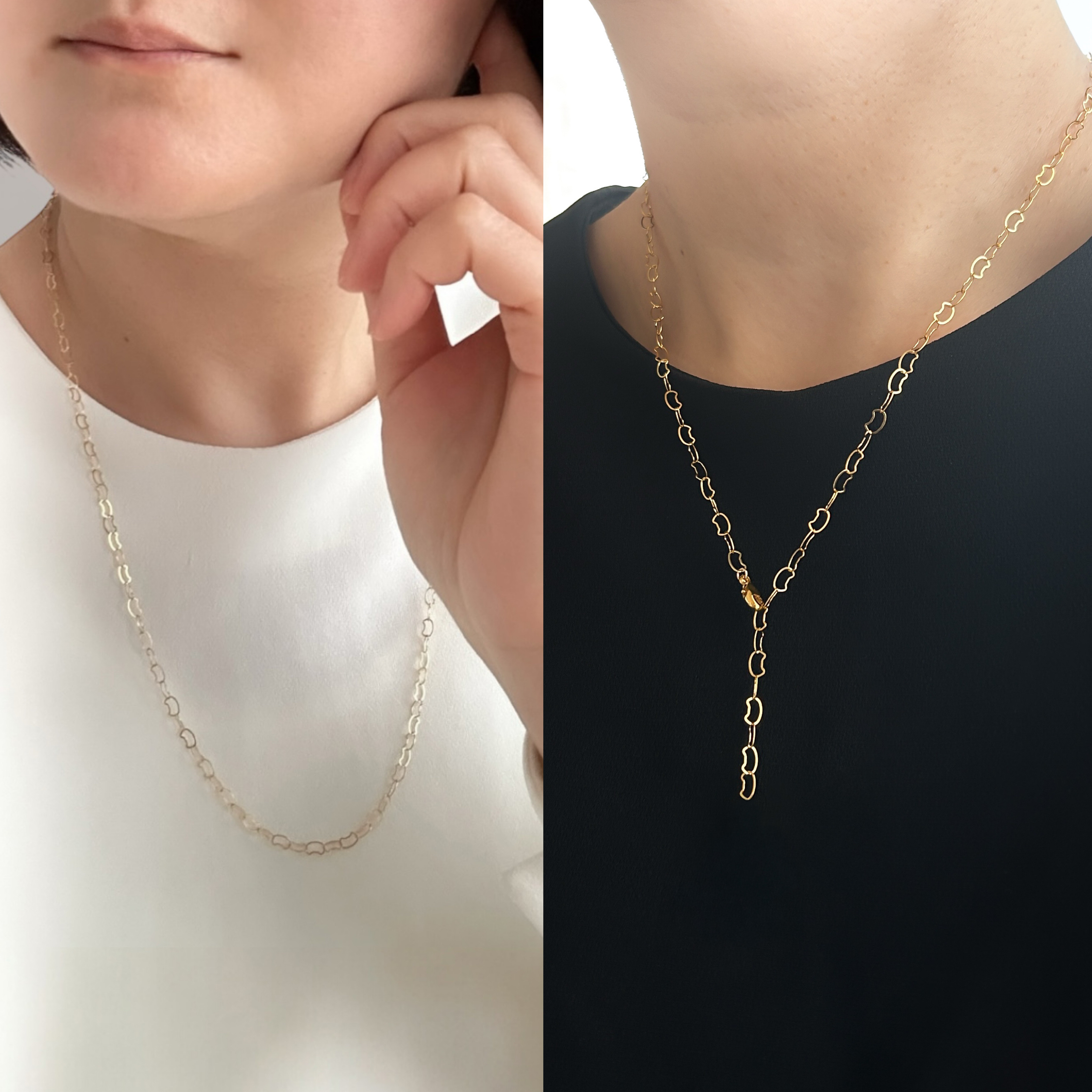 ✧ まいにち猫パレード！✧ ちょうどいい長さの 猫チェーンネックレス ｜50cm / 60cm・14kgf Y字も1連も