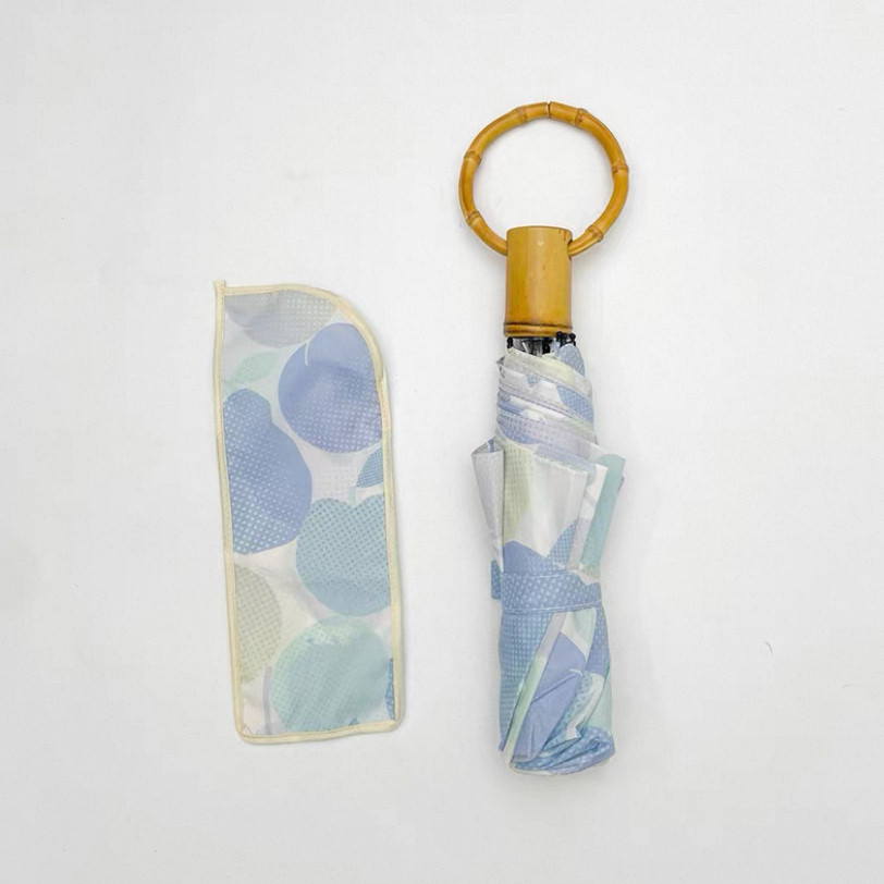 梅雨対策 / 丸タイプ 竹ハンドル/3段折りたたみ傘/雨傘/レディース/超撥水性/手開きタイプ