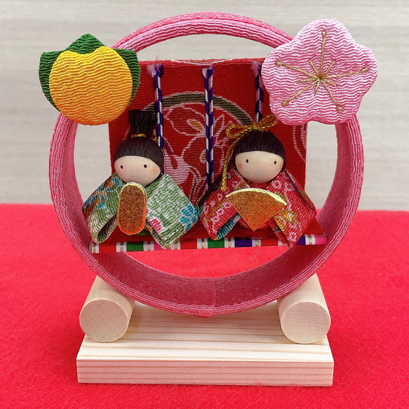 雛飾り【輪飾り お雛様】ひな祭り 雛人形 ちりめん細工 豆雛 桜橘 my雛