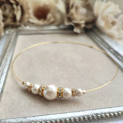 コットンパールとCZ付きロンデルのワイヤーチョーカー 11枚目の画像