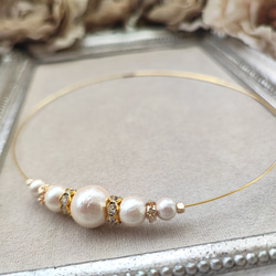 コットンパールとCZ付きロンデルのワイヤーチョーカー 3枚目の画像