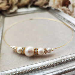 コットンパールとCZ付きロンデルのワイヤーチョーカー 9枚目の画像