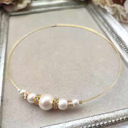 コットンパールとCZ付きロンデルのワイヤーチョーカー 7枚目の画像