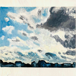 油彩 絵画 『空』丸形アートパネル 直径20cmインテリア 絵画 原画 N