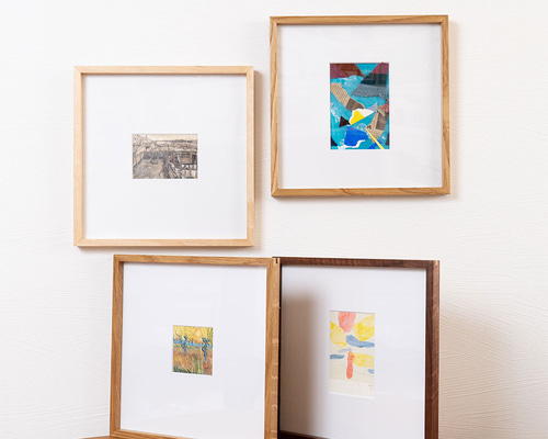 木製 アートフレーム スクエア32cm、2L、ハガキ(ポストカード)、L判