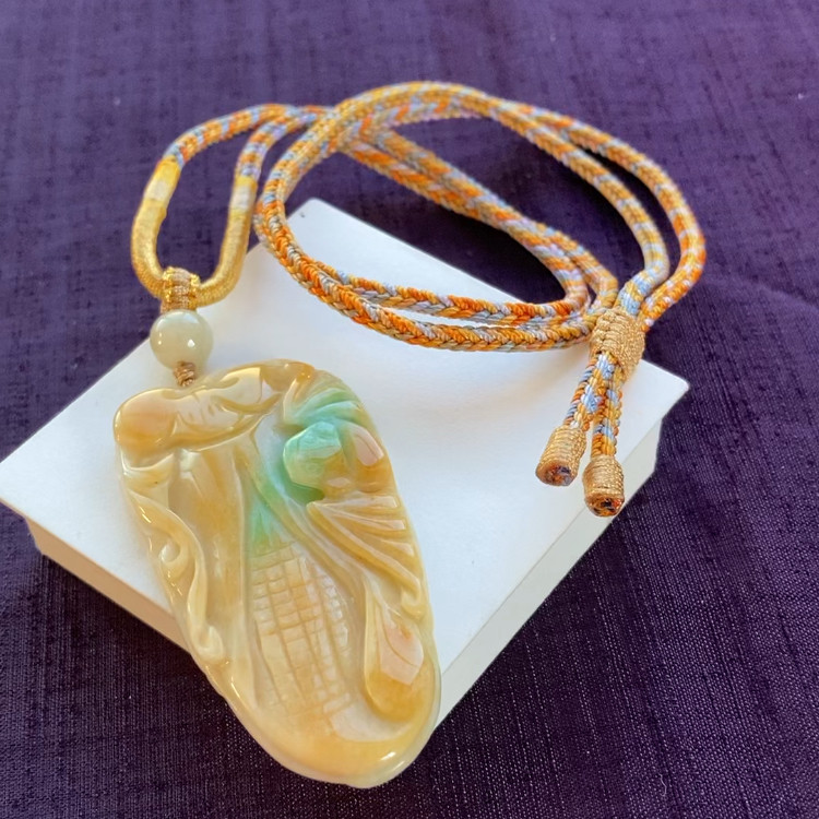 翡翠 天然石 翡翠ペンダント 翡翠ネックレス ミャンマー産本翡翠 ネックレス ペンダント　黄翡翠 9,936円