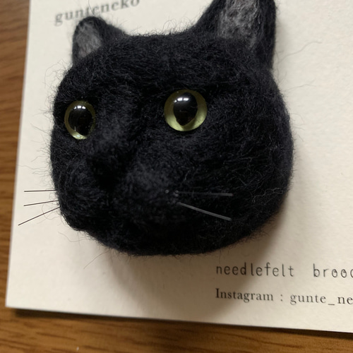 羊毛フェルト猫 黒猫ブローチ 黒猫 黒猫ブローチ 猫グッズ 羊毛フェルト gunteneko 通販 20325116