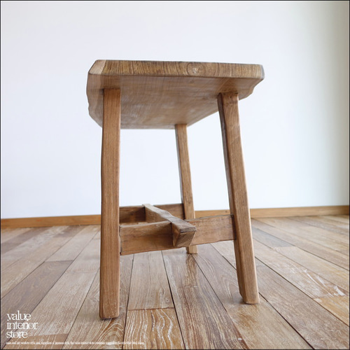 チーク無垢材 ベンチEN01 スツール 一枚板 椅子 イス 花台