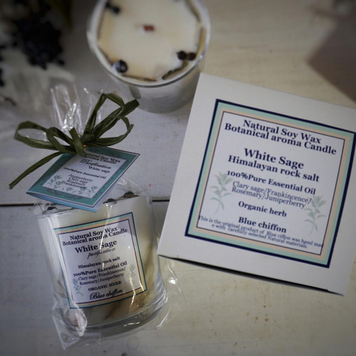 ホワイトセージアニバーサリーグラス～ 浄化キャンドル(wood wick