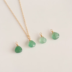 グリーンアベンチュリンの一粒ネックレス｜14kgf 華奢チェーン｜心を穏やかに整える天然石 2枚目の画像