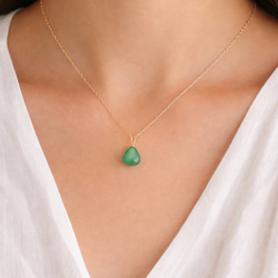 グリーンアベンチュリンの一粒ネックレス｜14kgf 華奢チェーン｜心を穏やかに整える天然石 6枚目の画像