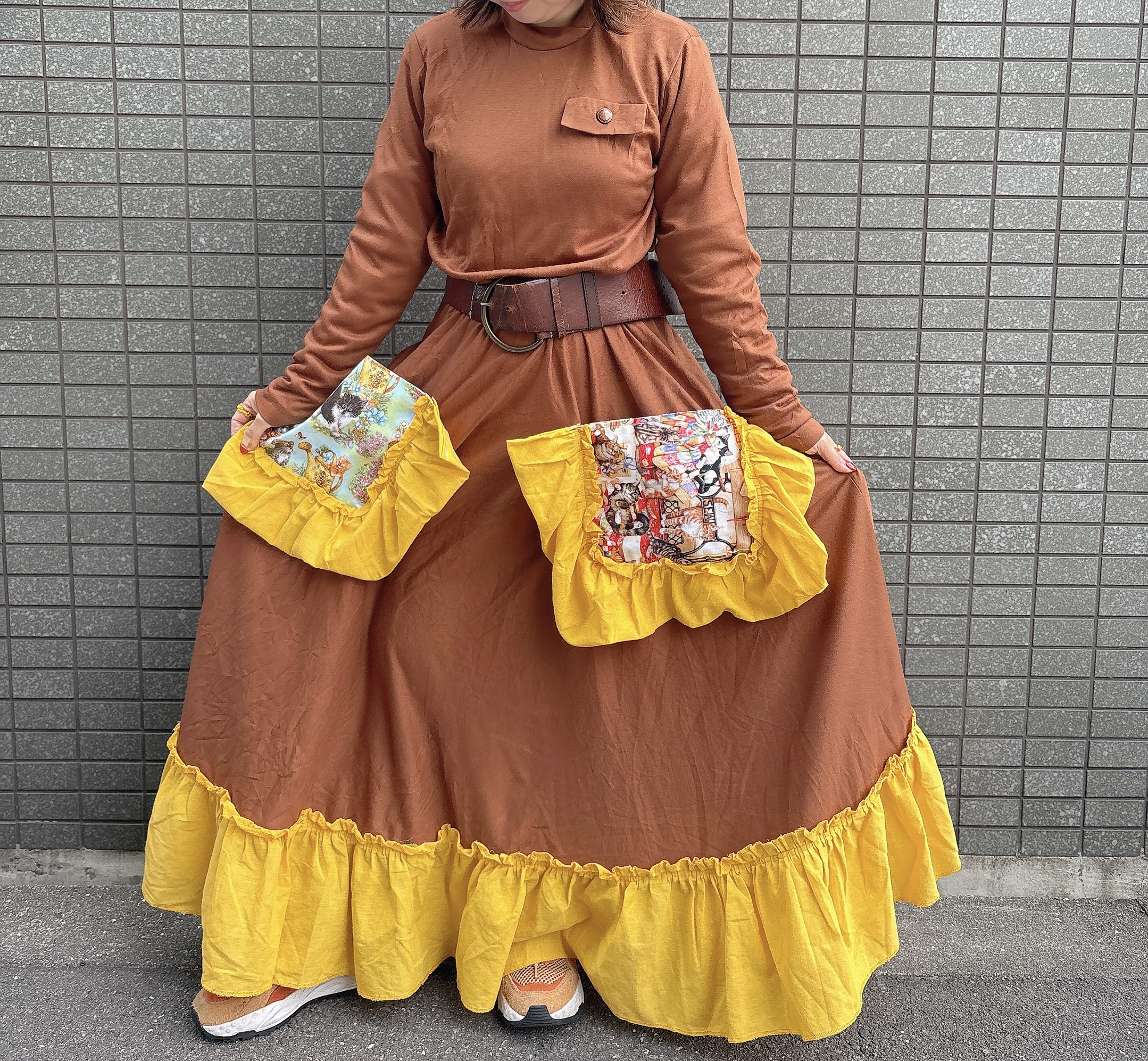 古着　ヴィンテージ　vintage ワンピース　パッチワーク　パッチワークワンピース　リメイク　リメイクワンピース　派手