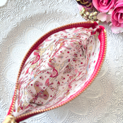 隠しマチ付ポーチ Sサイズ ⌘ セレスティアルペース ピンク