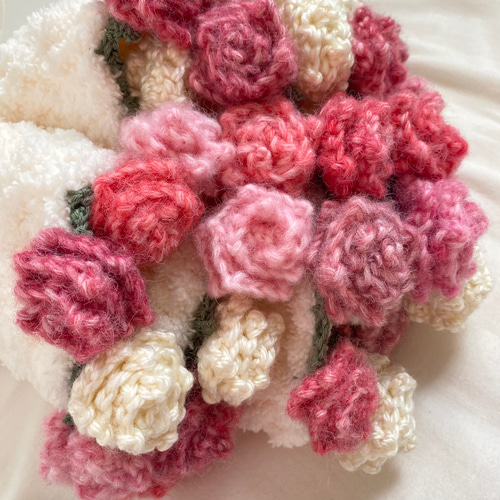 花束 ブーケブランケット プレゼント バラ 毛糸 お祝い 誕生日 編み物