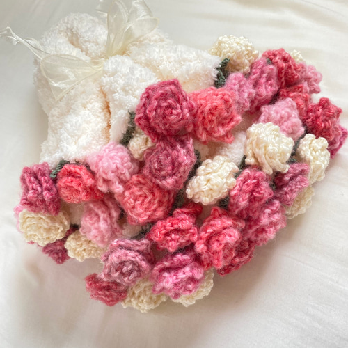 花束 ブーケブランケット プレゼント バラ 毛糸 お祝い 誕生日 編み物