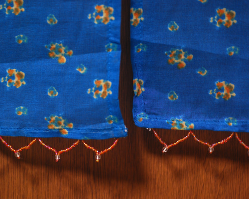 のれん☆インド綿☆ハンドメイド☆ブロックプリント「マリンブルー