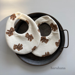 ふんわりぽこぽこダブルガーゼスタイ✺黄色とピンクの可愛い小花