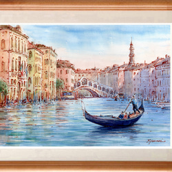 水彩画原画 ヴェネツィア風景・ゴンドラ ＃572 絵画 syoumei 通販