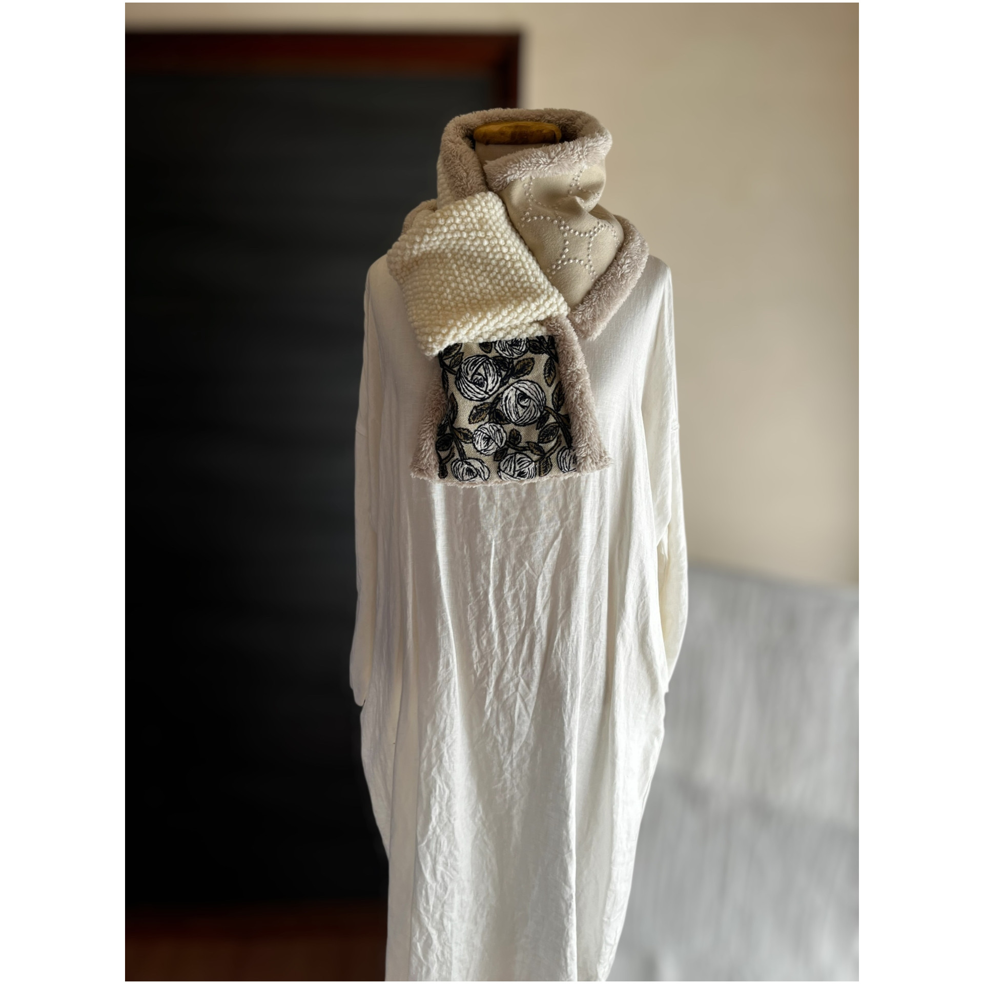 【マフラータイプ】rosy・dop tambourine のネックウォーマー  ミナペルホネン生地使用