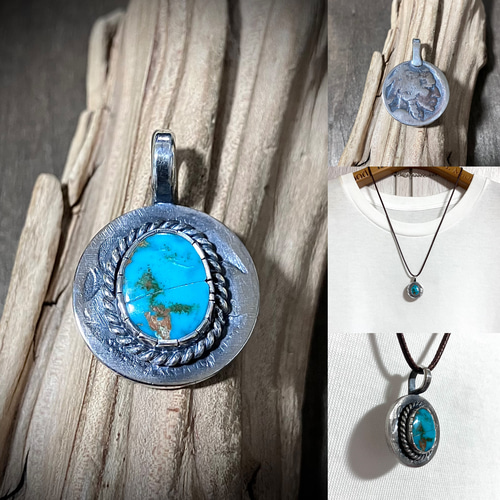 ロイストン ターコイズ ヴィンテージコイン シルバー ネックレス