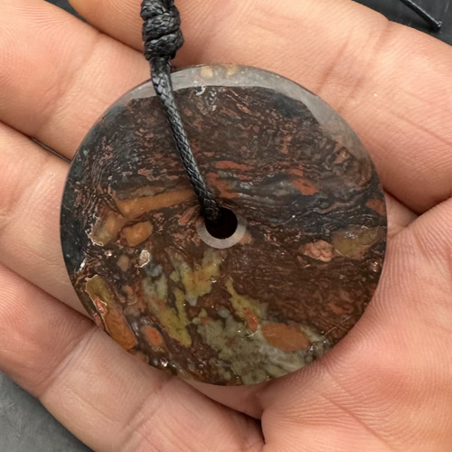 2026.1.16no.2福寿海無量霊石大玉璧　新潟産上質珪化木 2026.1.16no.2福寿海無量霊石大玉璧 新潟産上質珪化木 ネックレス