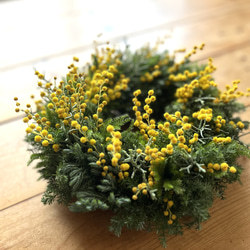 早春リース♪ ~ミモザ.ミランドールとタチカズラ リース 音の庭 ~dried