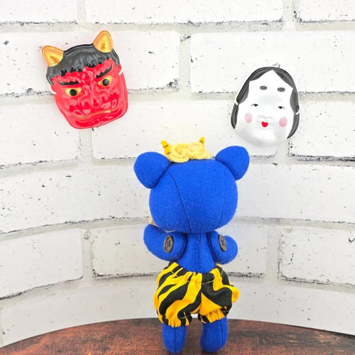 マグネットで変身！】節分の鬼くまちゃんぬいぐるみ（青鬼）／豆まき