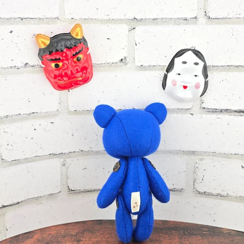マグネットで変身！】節分の鬼くまちゃんぬいぐるみ（青鬼）／豆まき