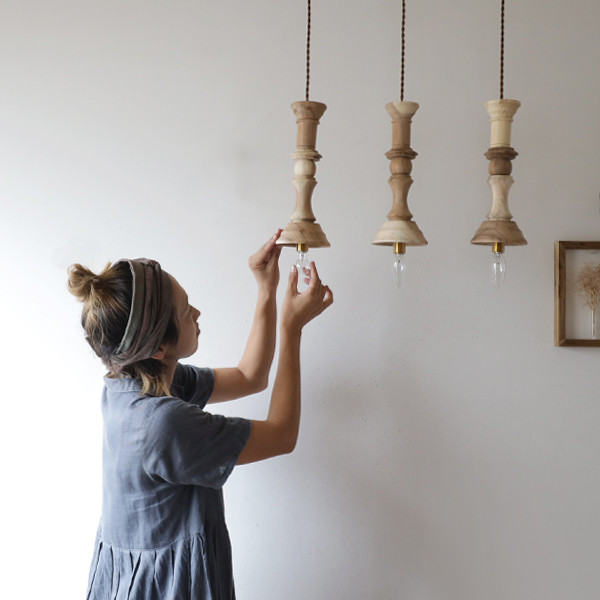 春うららＳＡＬＥ　木製パーツのみ販売　天然木ペンダントライト　シェード　ウッドターニング　ランプ照明W50A