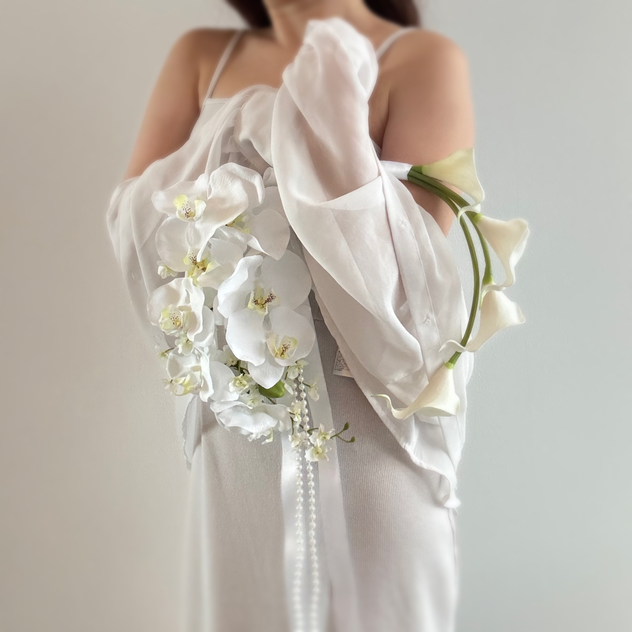 ホワイト バレリーナブーケ ⌇﻿ アーティフィシャルフラワー ブーケ 海外風 前撮り 結婚式